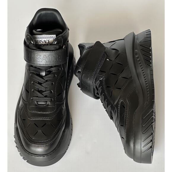Versace Men\'s Laserata Leather Sneakers Black 11.5 US (44.5) 1008964 NWT $1175 main image 13